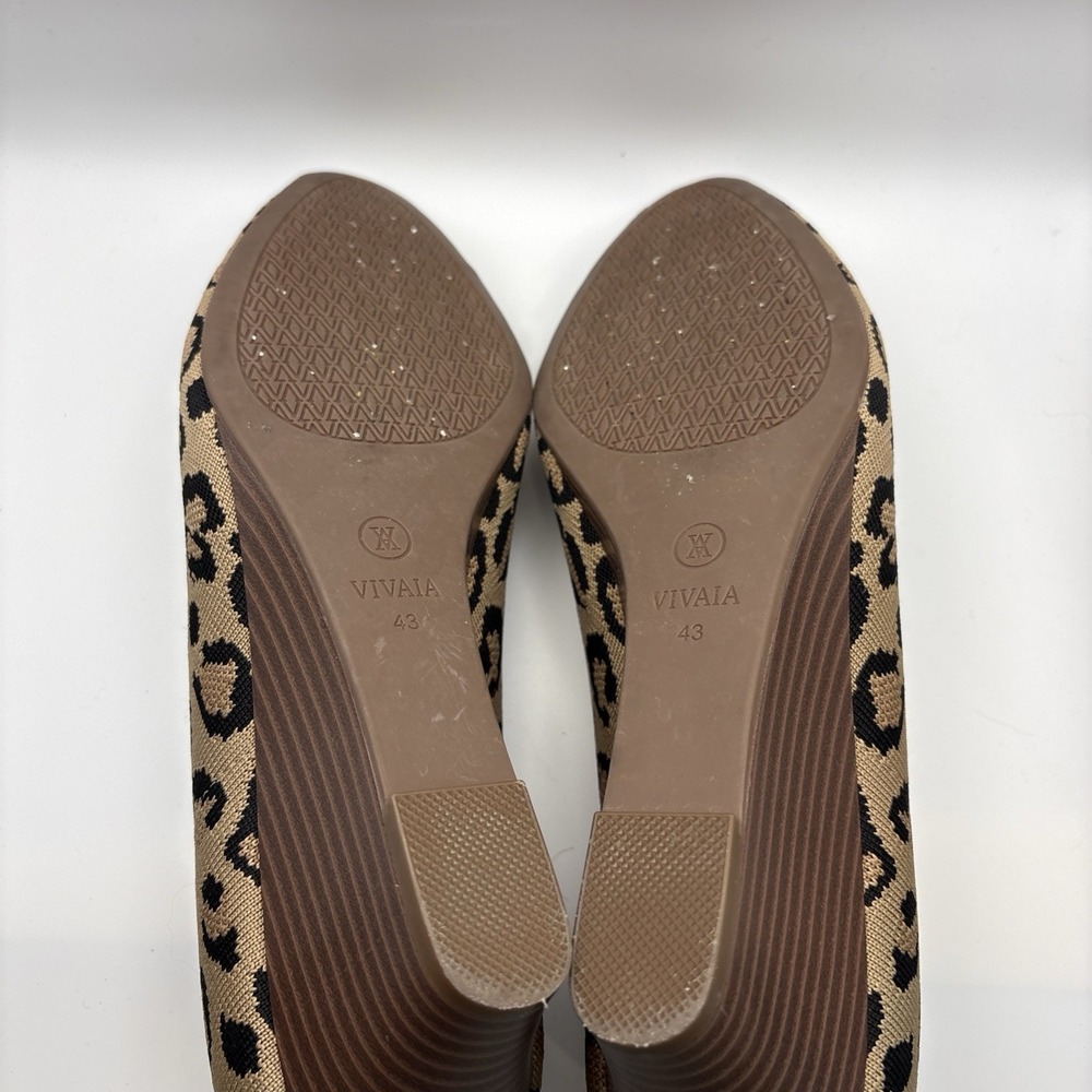 Vivaia Almond-Toe Wedge Pro Tan Brown Leopard Heels Pumps Shoes US 11 EU 43 - Picture 10 of 14